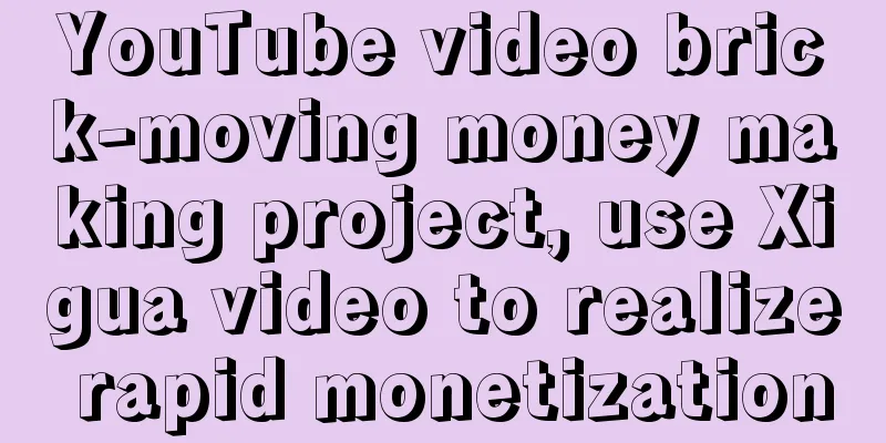 YouTube video brick-moving money making project, use Xigua video to realize rapid monetization