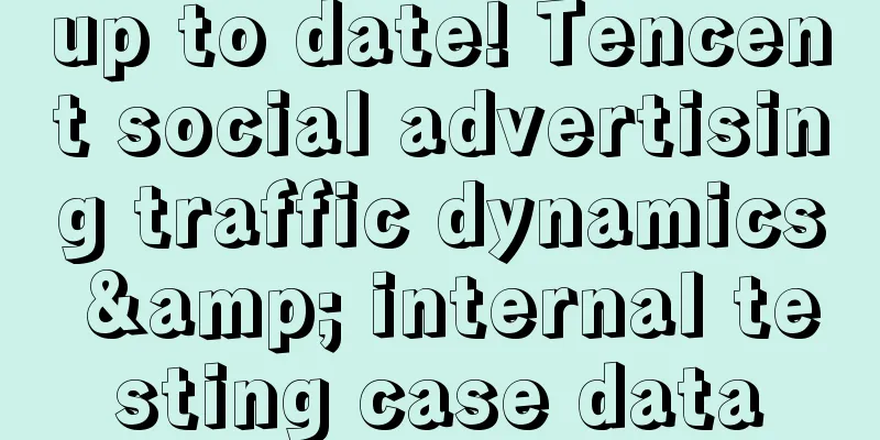 up to date! Tencent social advertising traffic dynamics & internal testing case data