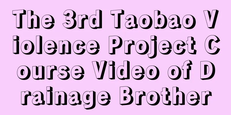 The 3rd Taobao Violence Project Course Video of Drainage Brother