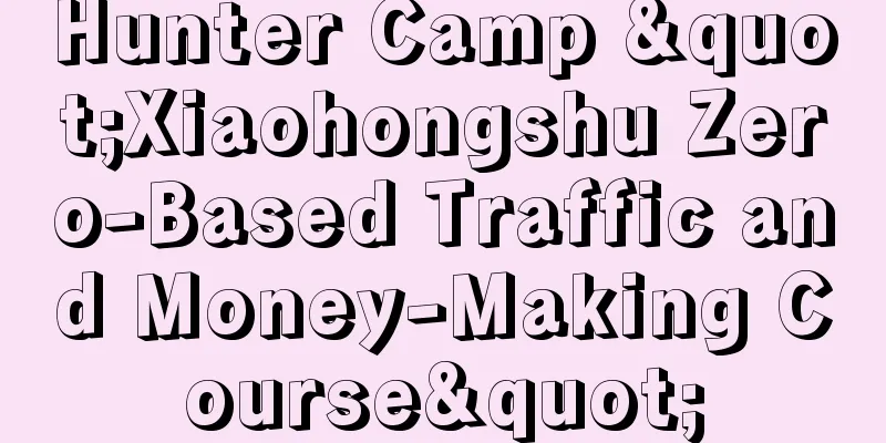 Hunter Camp "Xiaohongshu Zero-Based Traffic and Money-Making Course"