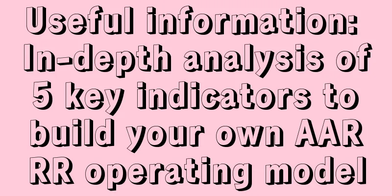 Useful information: In-depth analysis of 5 key indicators to build your own AARRR operating model