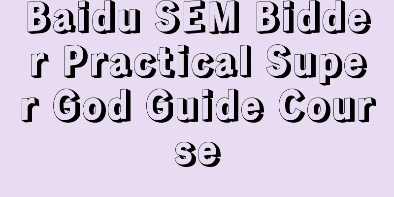 Baidu SEM Bidder Practical Super God Guide Course