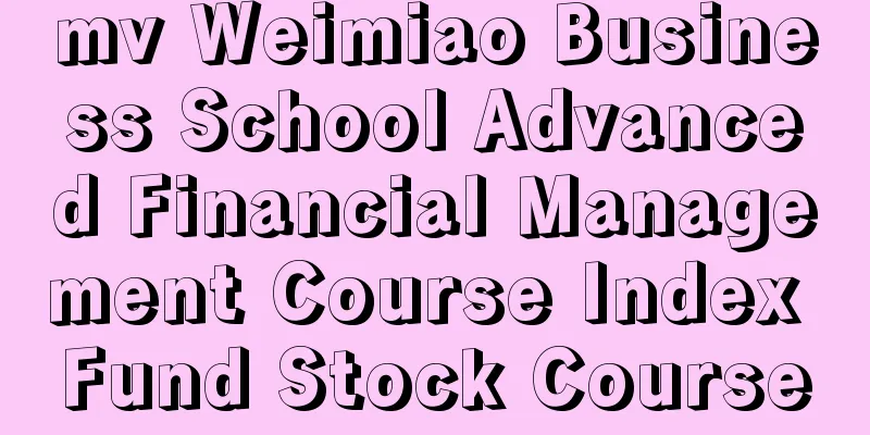 mv Weimiao Business School Advanced Financial Management Course Index Fund Stock Course