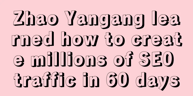 Zhao Yangang learned how to create millions of SE0 traffic in 60 days