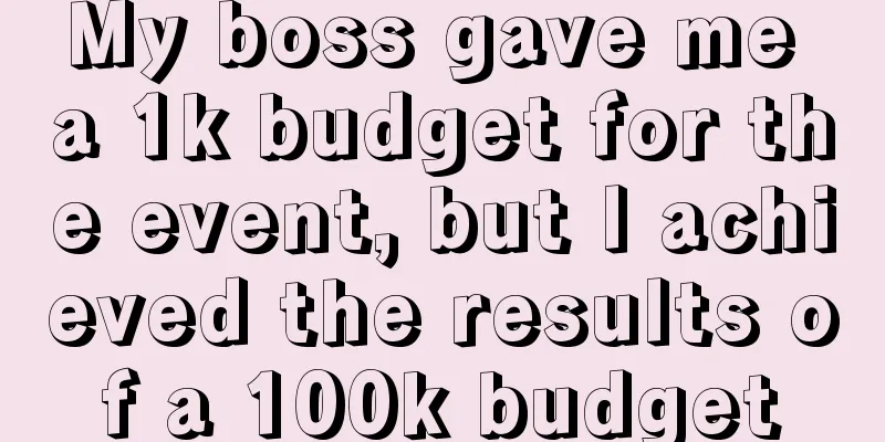 My boss gave me a 1k budget for the event, but I achieved the results of a 100k budget