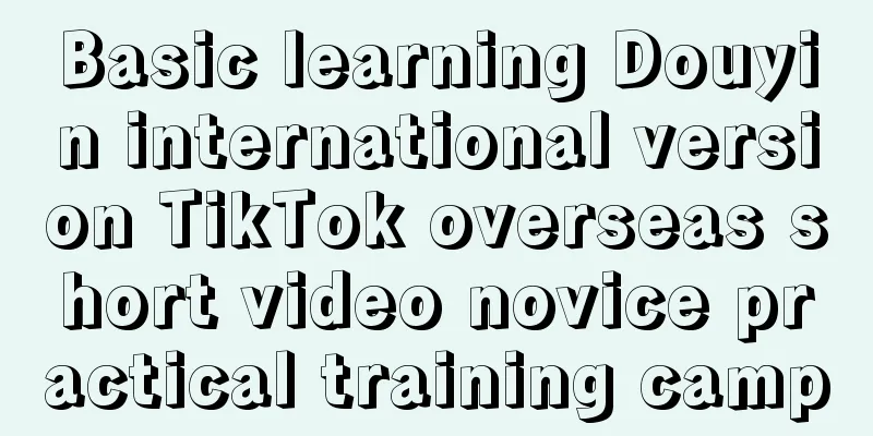 Basic learning Douyin international version TikTok overseas short video novice practical training camp