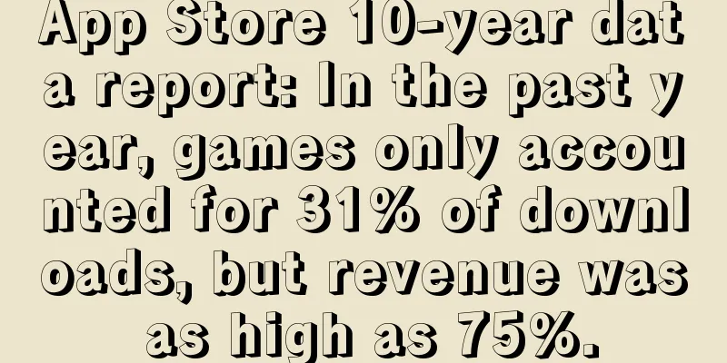 App Store 10-year data report: In the past year, games only accounted for 31% of downloads, but revenue was as high as 75%.