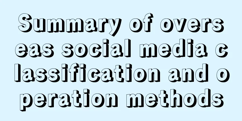 Summary of overseas social media classification and operation methods