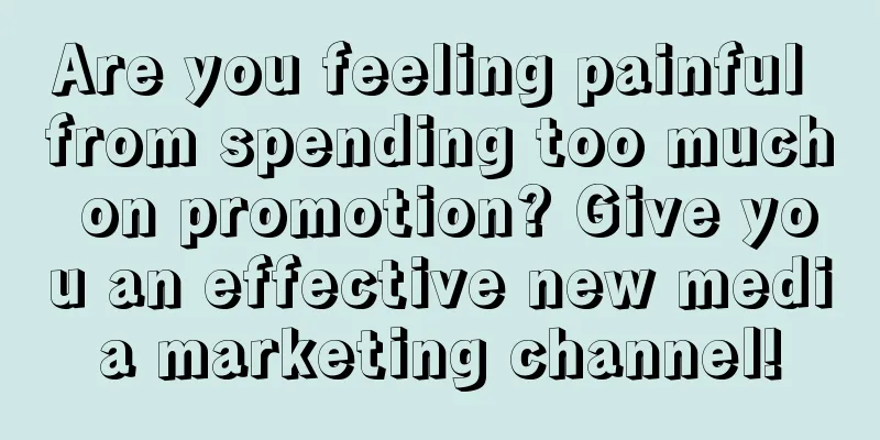 Are you feeling painful from spending too much on promotion? Give you an effective new media marketing channel!