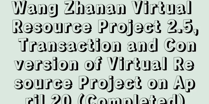 Wang Zhanan Virtual Resource Project 2.5, Transaction and Conversion of Virtual Resource Project on April 20 (Completed)