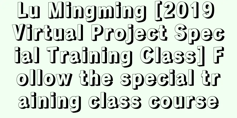 Lu Mingming [2019 Virtual Project Special Training Class] Follow the special training class course