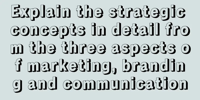 Explain the strategic concepts in detail from the three aspects of marketing, branding and communication