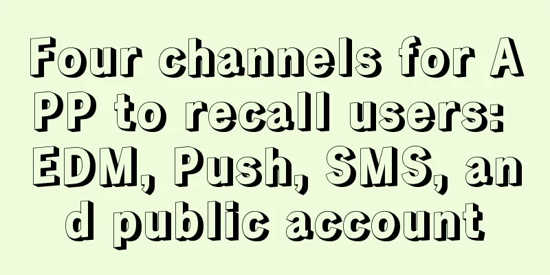 Four channels for APP to recall users: EDM, Push, SMS, and public account