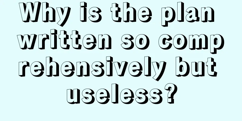 Why is the plan written so comprehensively but useless?