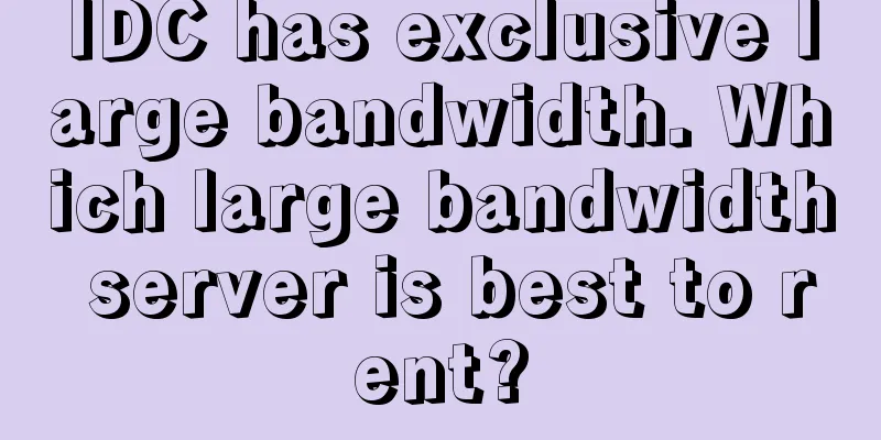 IDC has exclusive large bandwidth. Which large bandwidth server is best to rent?