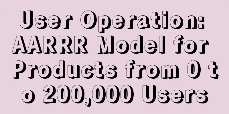 User Operation: AARRR Model for Products from 0 to 200,000 Users