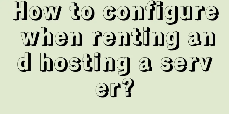 How to configure when renting and hosting a server?