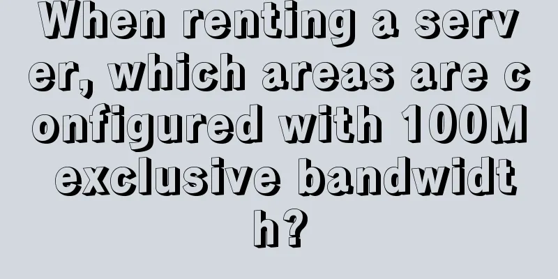 When renting a server, which areas are configured with 100M exclusive bandwidth?