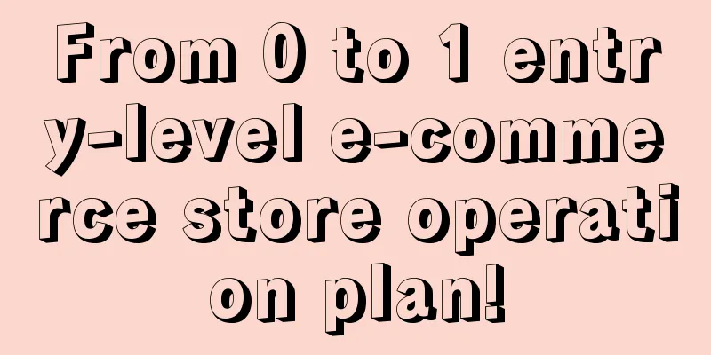 From 0 to 1 entry-level e-commerce store operation plan!