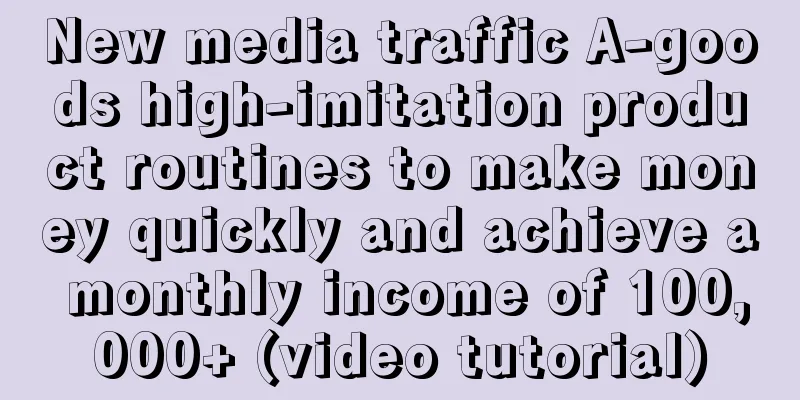 New media traffic A-goods high-imitation product routines to make money quickly and achieve a monthly income of 100,000+ (video tutorial)