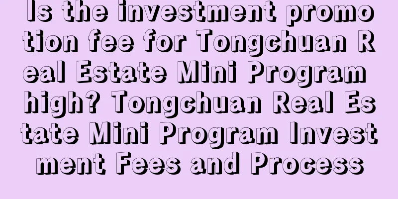 Is the investment promotion fee for Tongchuan Real Estate Mini Program high? Tongchuan Real Estate Mini Program Investment Fees and Process