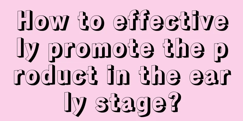 How to effectively promote the product in the early stage?