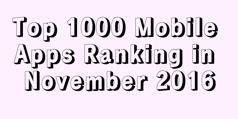 Top 1000 Mobile Apps Ranking in November 2016