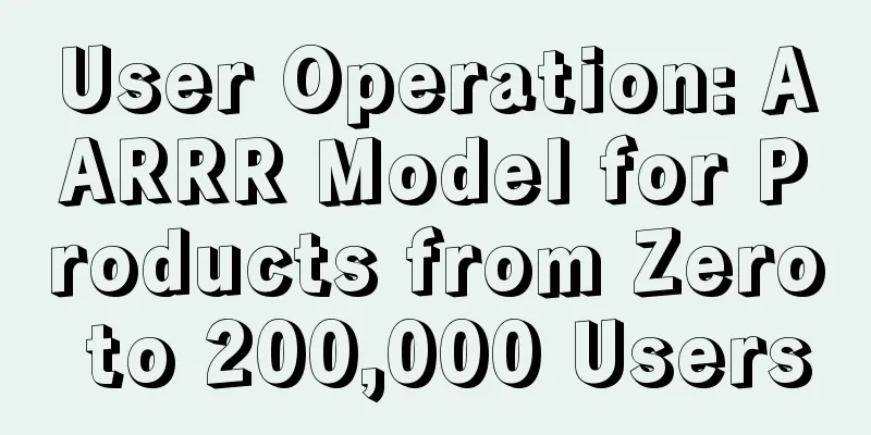 User Operation: AARRR Model for Products from Zero to 200,000 Users