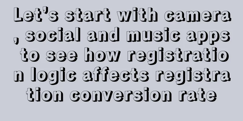 Let’s start with camera, social and music apps to see how registration logic affects registration conversion rate