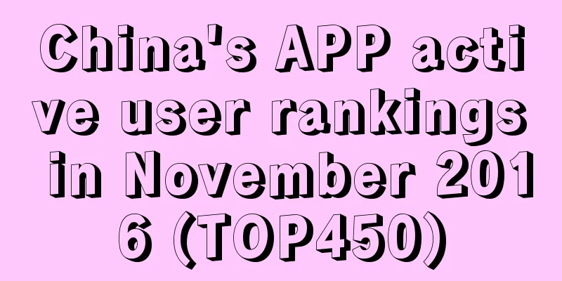 China's APP active user rankings in November 2016 (TOP450)