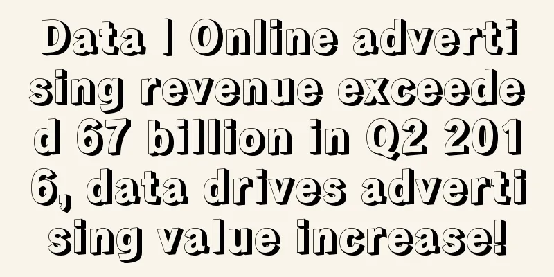 Data | Online advertising revenue exceeded 67 billion in Q2 2016, data drives advertising value increase!