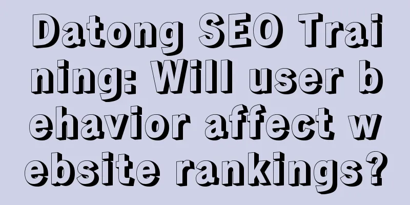 Datong SEO Training: Will user behavior affect website rankings?