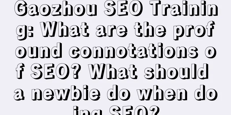 Gaozhou SEO Training: What are the profound connotations of SEO? What should a newbie do when doing SEO?