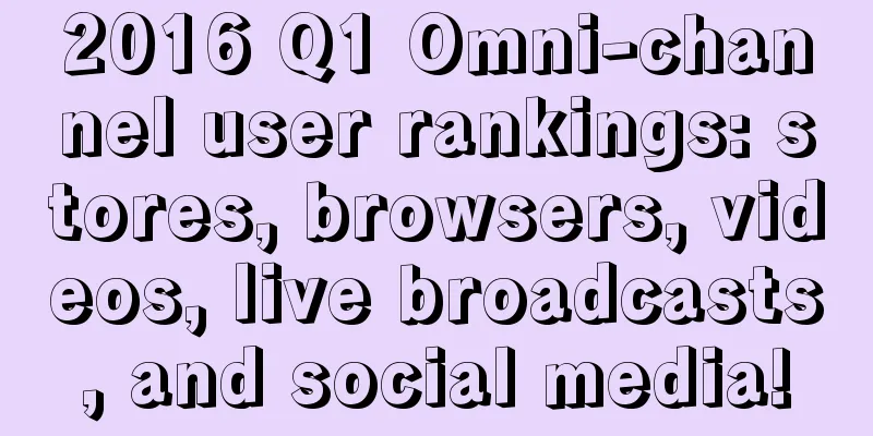 2016 Q1 Omni-channel user rankings: stores, browsers, videos, live broadcasts, and social media!