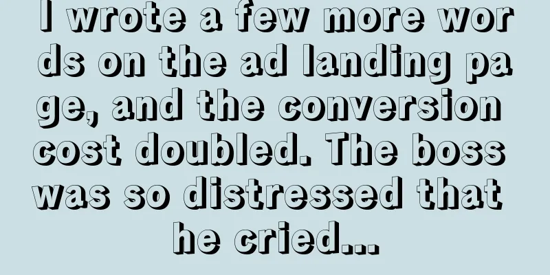 I wrote a few more words on the ad landing page, and the conversion cost doubled. The boss was so distressed that he cried...