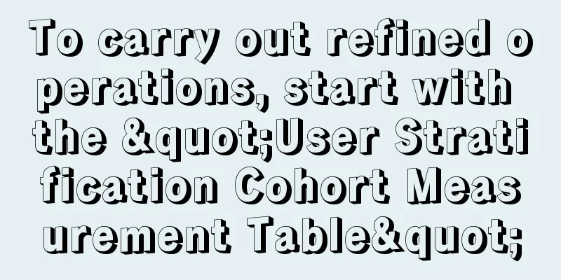 To carry out refined operations, start with the "User Stratification Cohort Measurement Table"