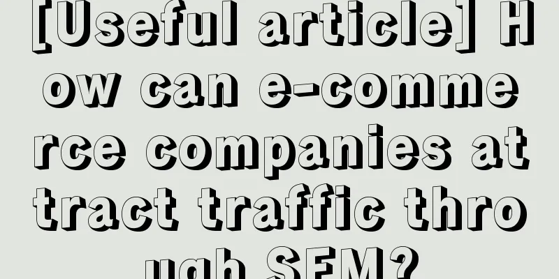 [Useful article] How can e-commerce companies attract traffic through SEM?