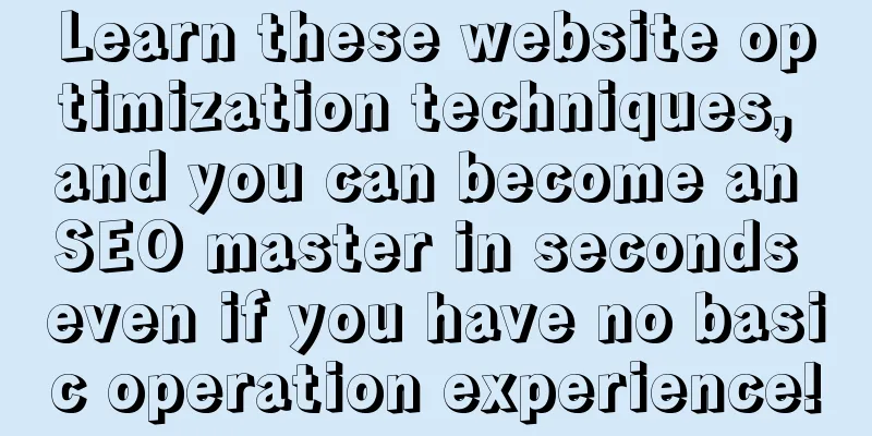 Learn these website optimization techniques, and you can become an SEO master in seconds even if you have no basic operation experience!