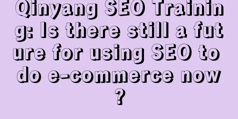 Qinyang SEO Training: Is there still a future for using SEO to do e-commerce now?