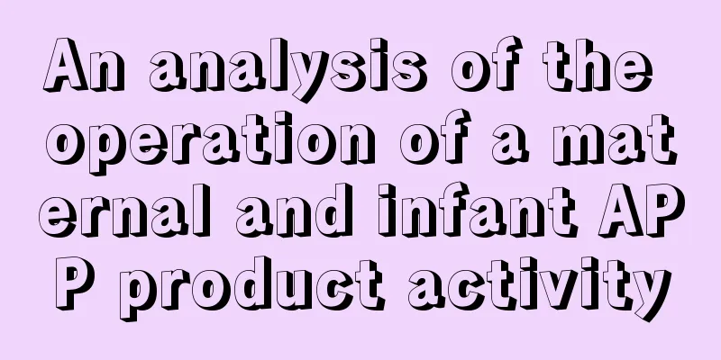 An analysis of the operation of a maternal and infant APP product activity