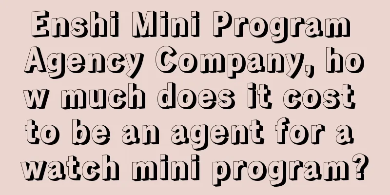 Enshi Mini Program Agency Company, how much does it cost to be an agent for a watch mini program?