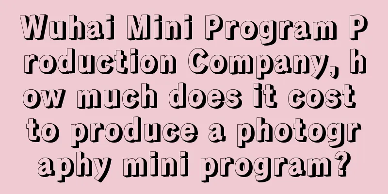 Wuhai Mini Program Production Company, how much does it cost to produce a photography mini program?