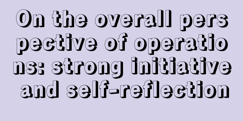 On the overall perspective of operations: strong initiative and self-reflection