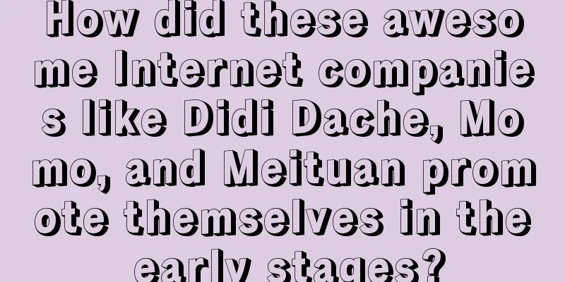 How did these awesome Internet companies like Didi Dache, Momo, and Meituan promote themselves in the early stages?