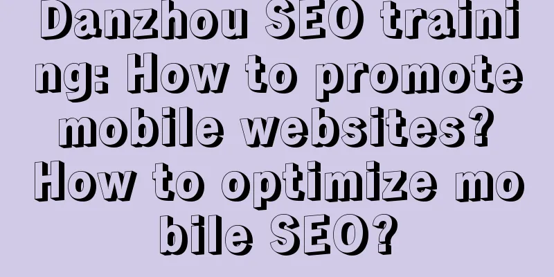 Danzhou SEO training: How to promote mobile websites? How to optimize mobile SEO?