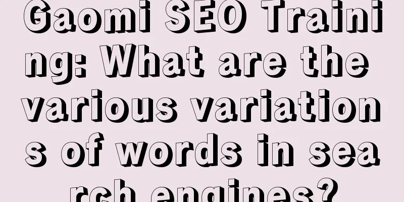 Gaomi SEO Training: What are the various variations of words in search engines?