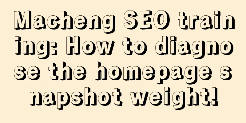 Macheng SEO training: How to diagnose the homepage snapshot weight!