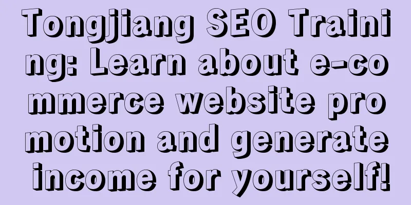 Tongjiang SEO Training: Learn about e-commerce website promotion and generate income for yourself!