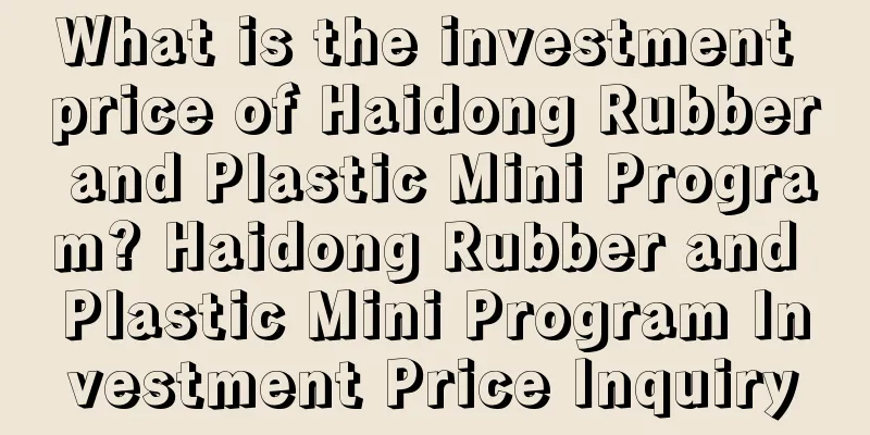 What is the investment price of Haidong Rubber and Plastic Mini Program? Haidong Rubber and Plastic Mini Program Investment Price Inquiry