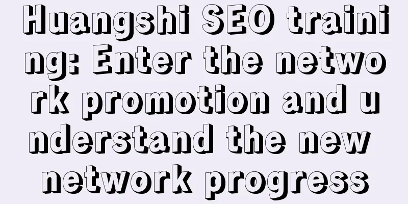 Huangshi SEO training: Enter the network promotion and understand the new network progress